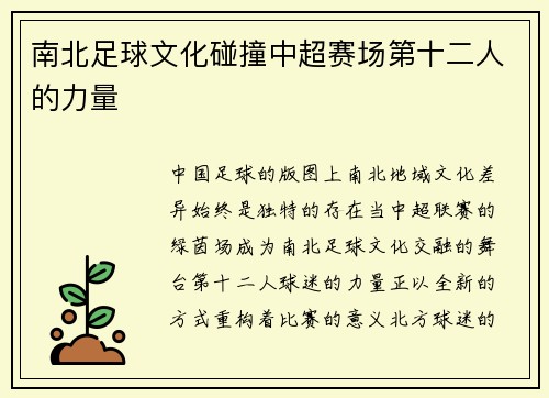南北足球文化碰撞中超赛场第十二人的力量